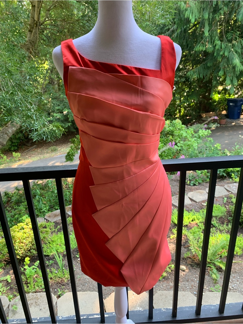 Karen Millen Coral Pleated Mini Dress